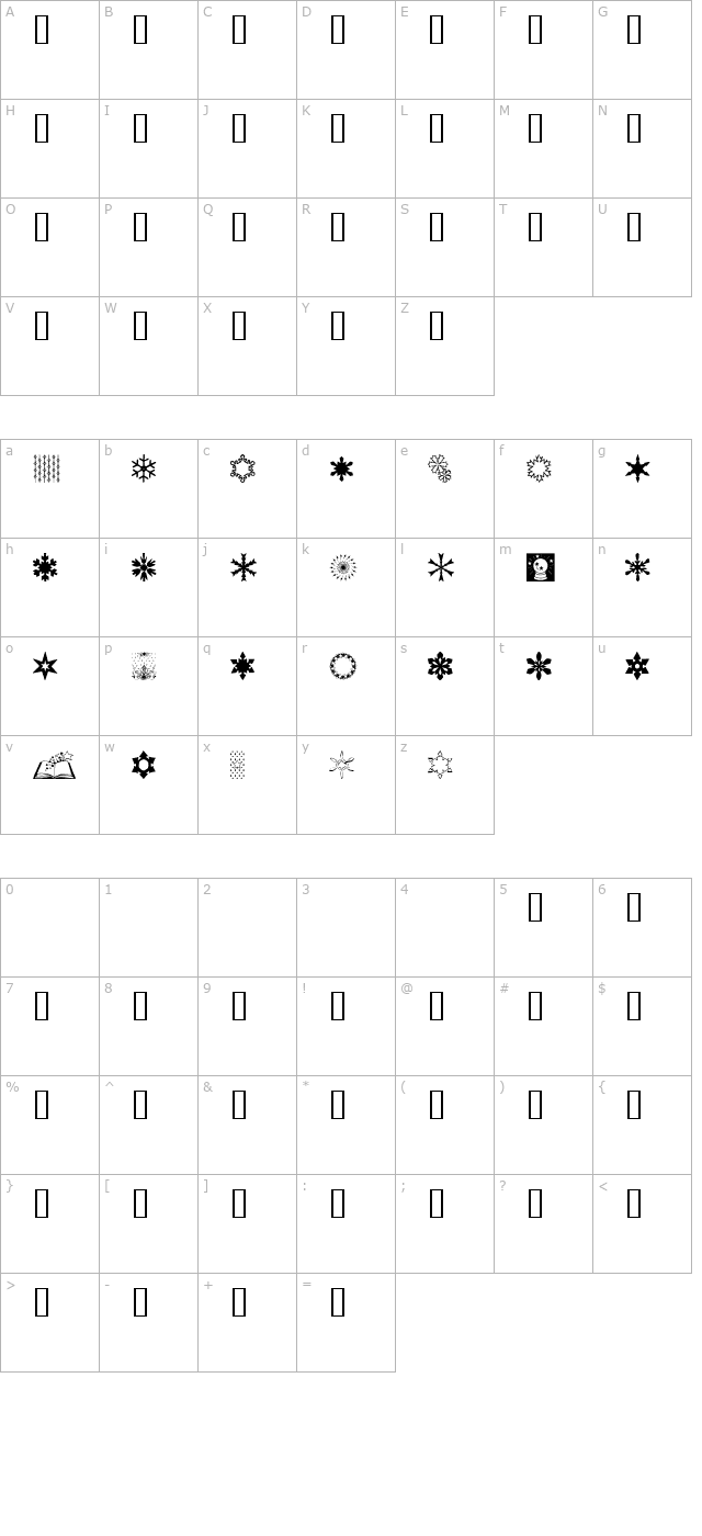 Starlite character map