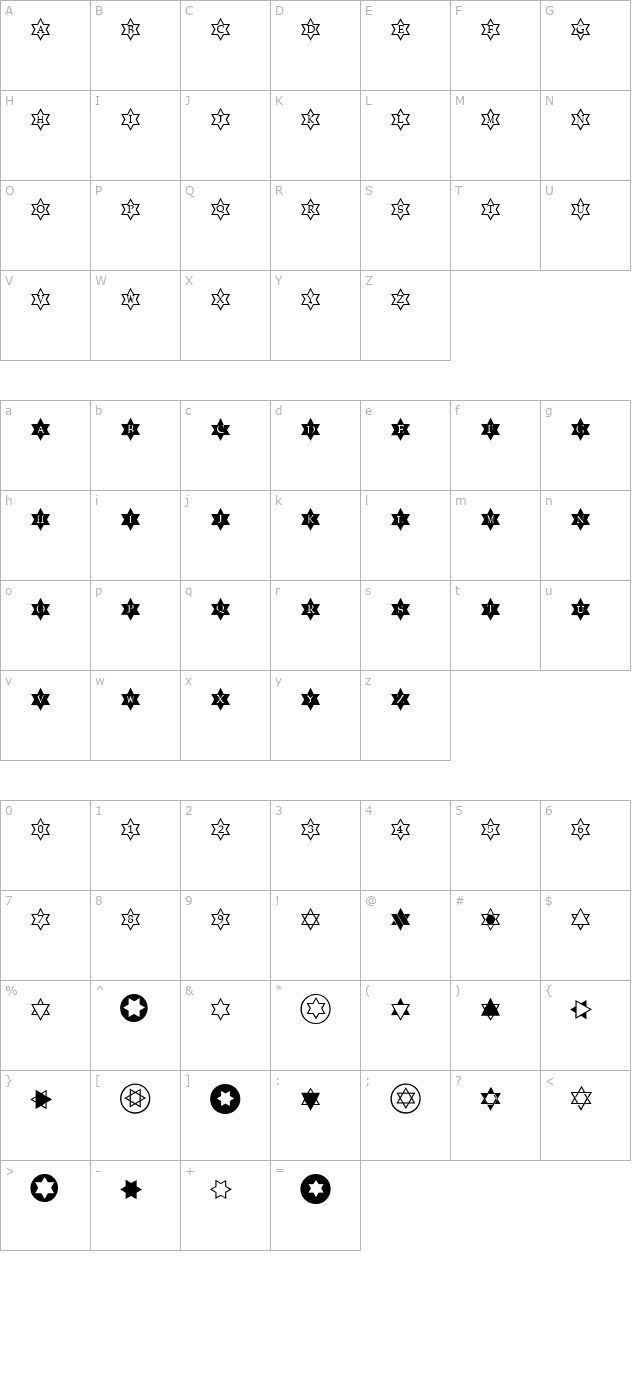 Stars Regular character map