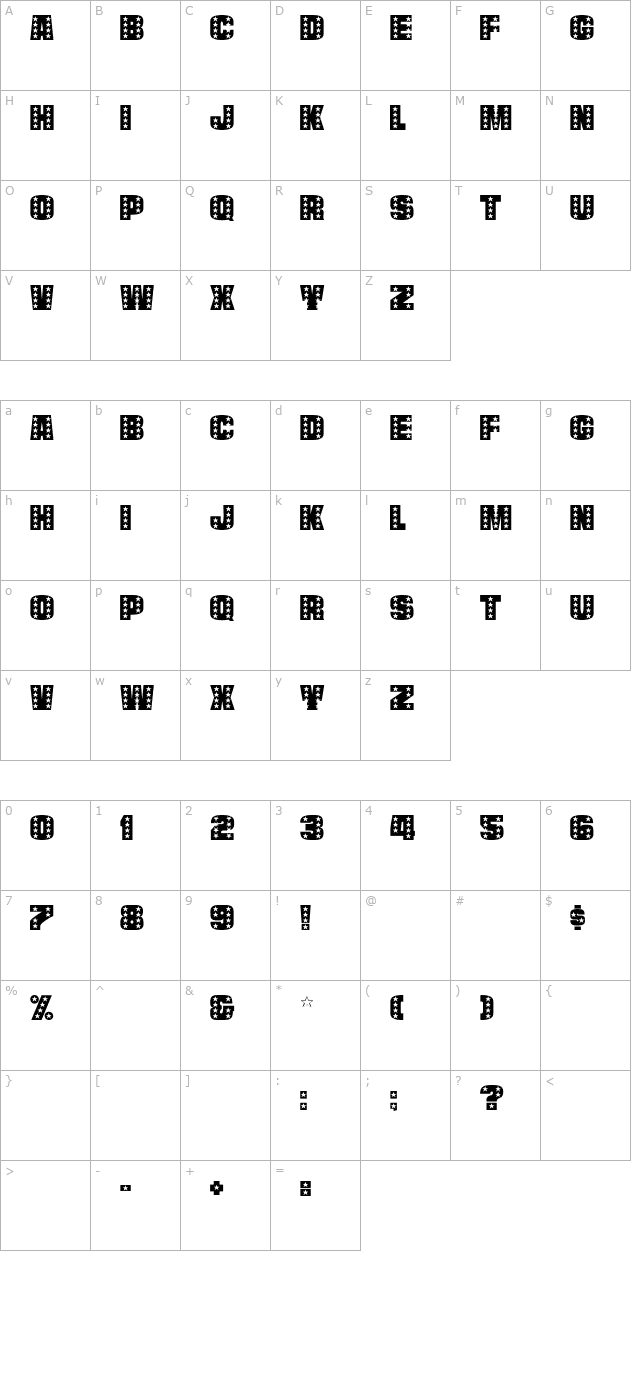 StarsCaps character map