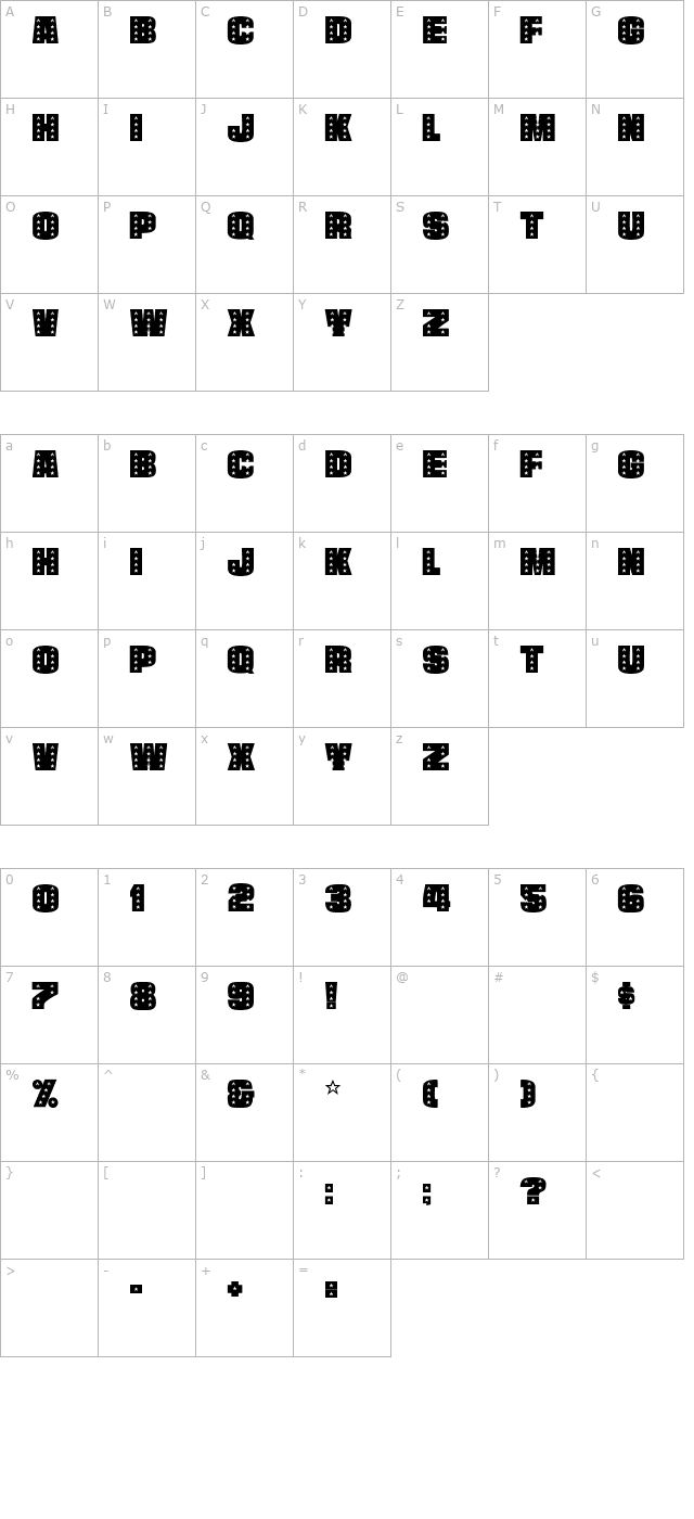 StarsCapsHeavy character map