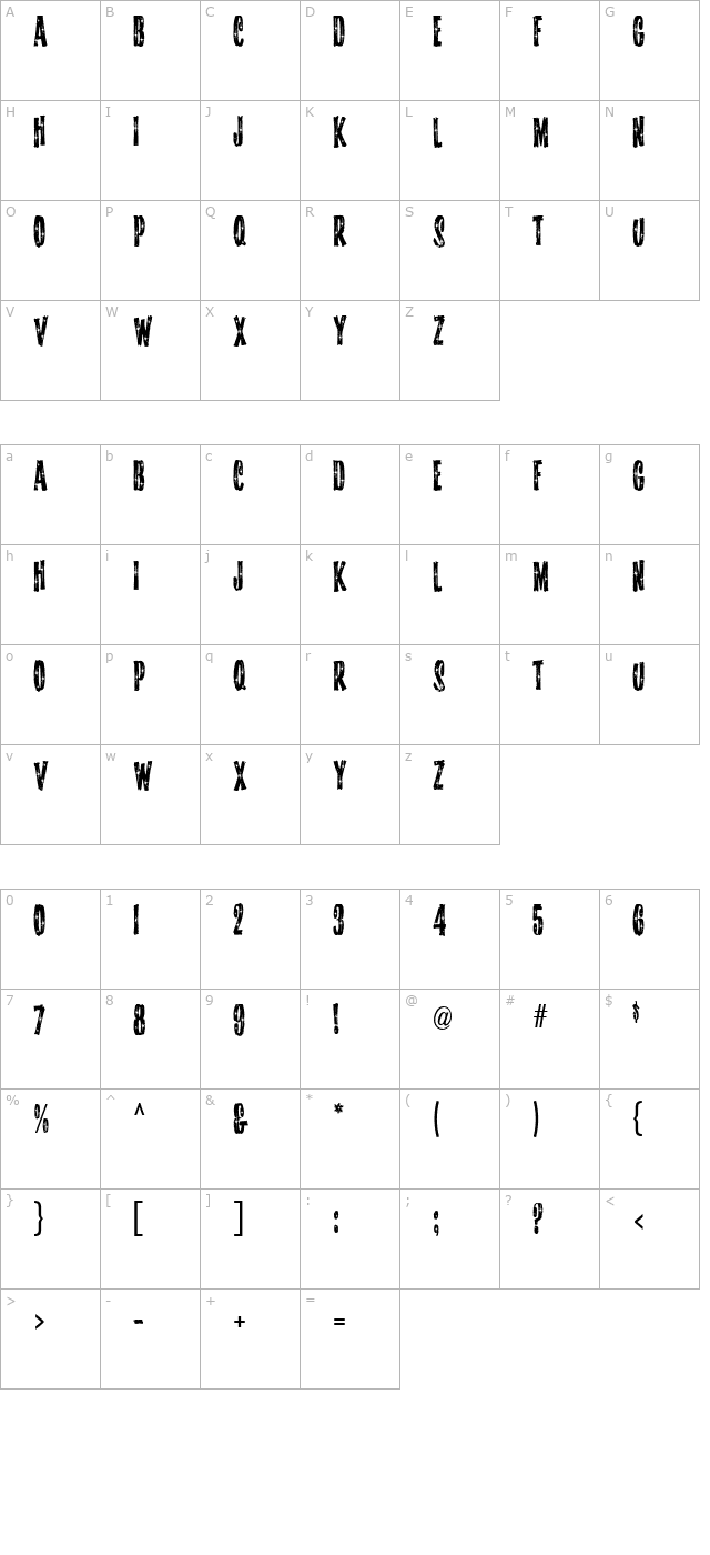 starshine-mf character map