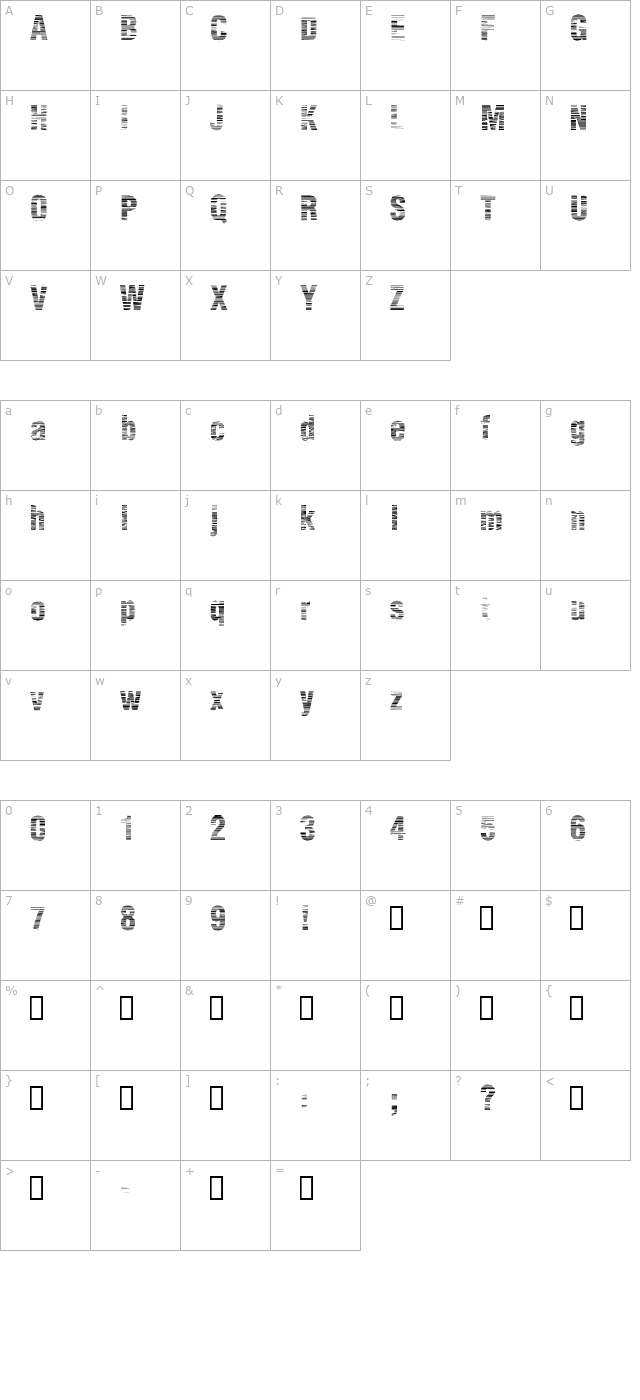 Static Age Horizontal Hold character map