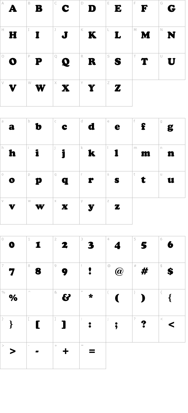 Stave Black character map