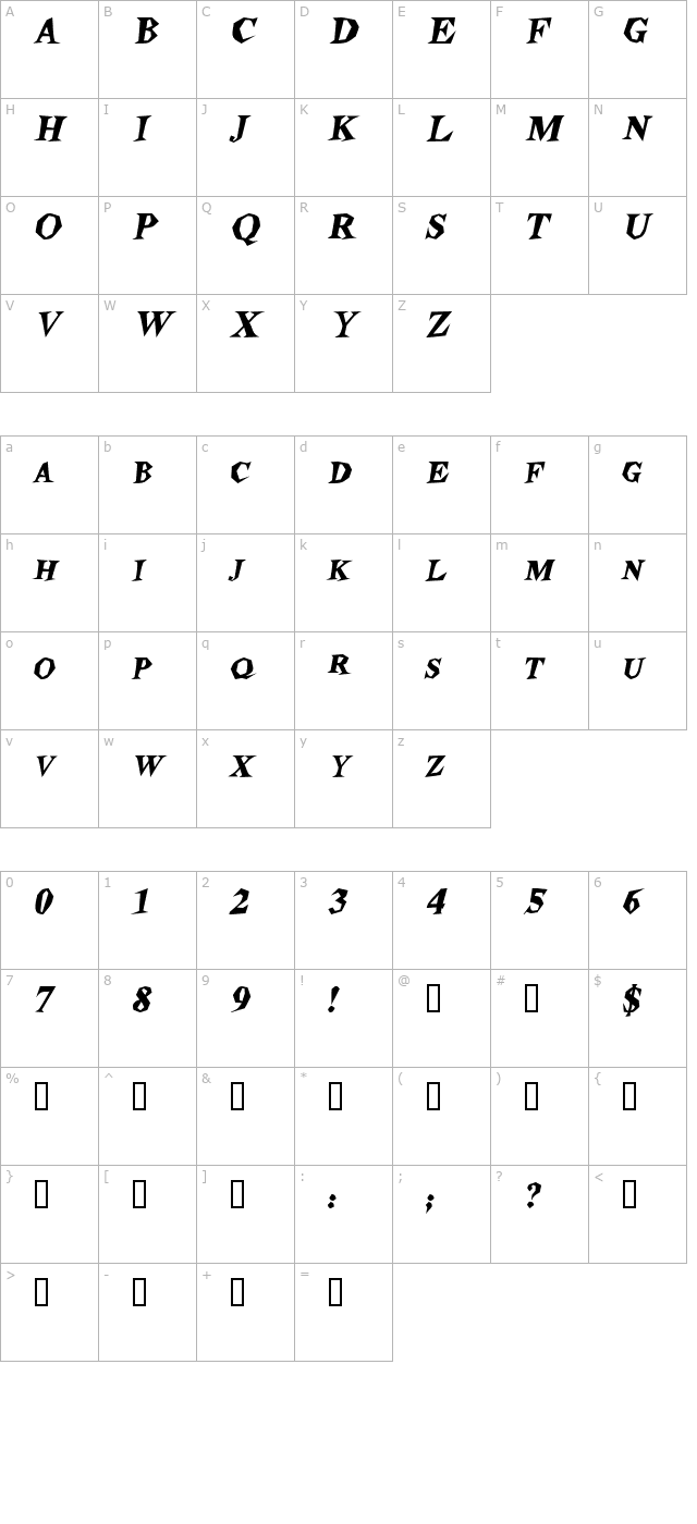 Stegosaurus HeavyItalic character map