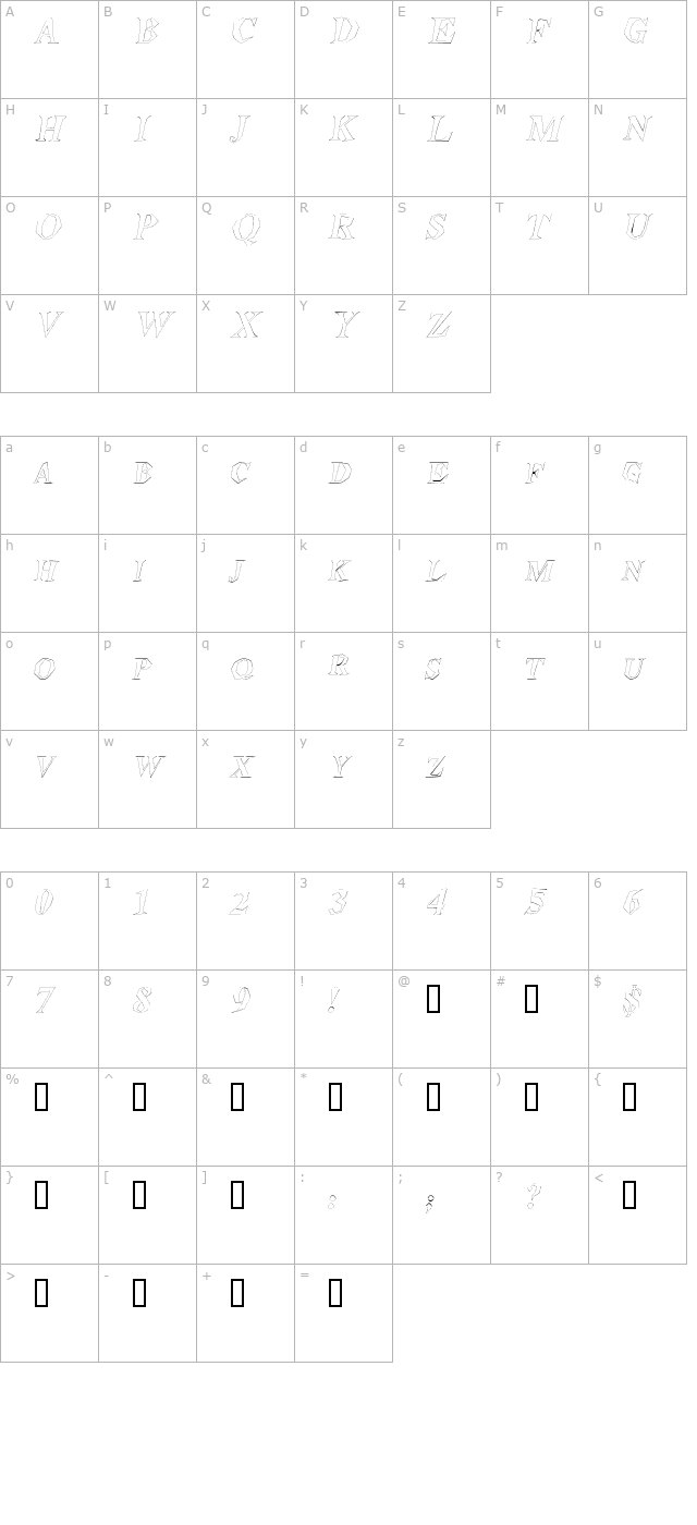 StegosaurusOutline Italic character map