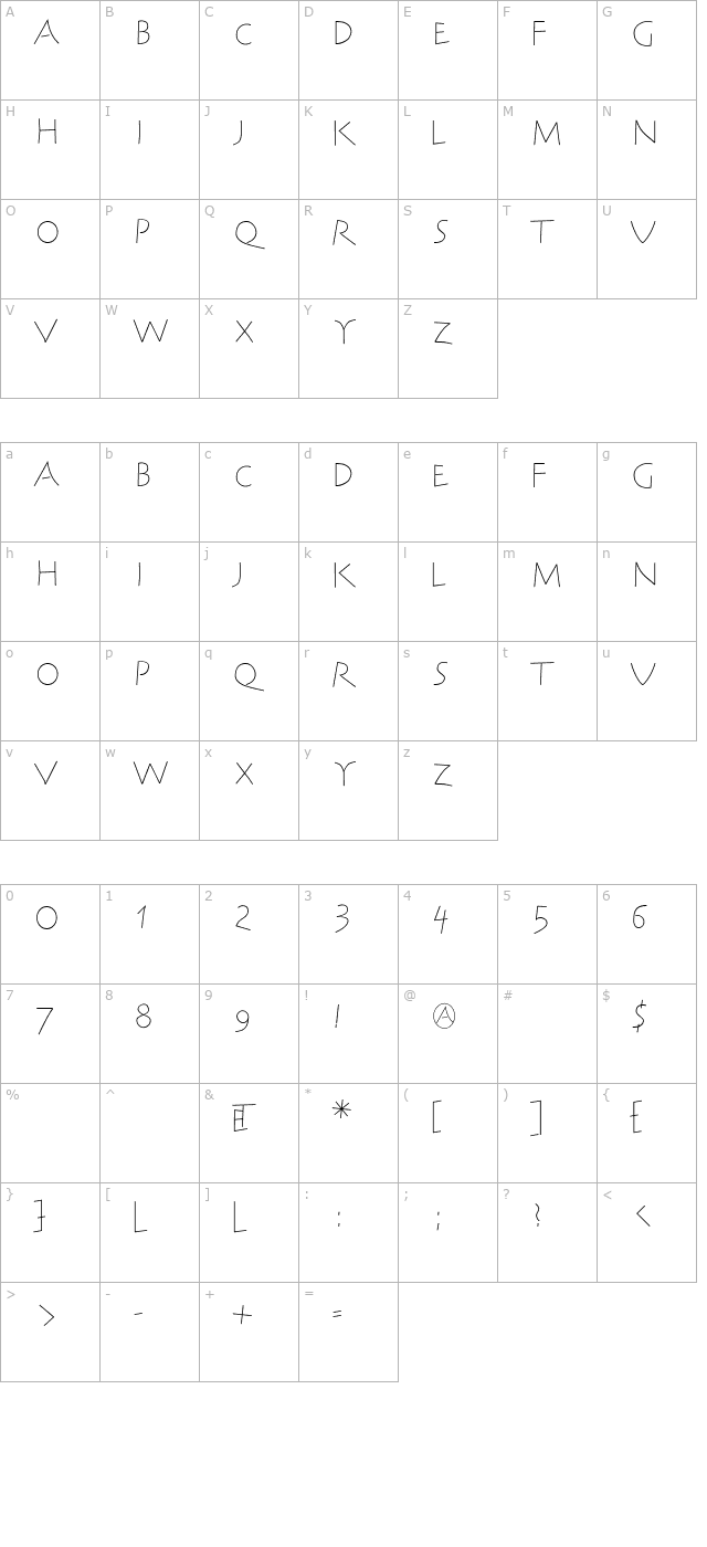 SteinAntik-Light character map