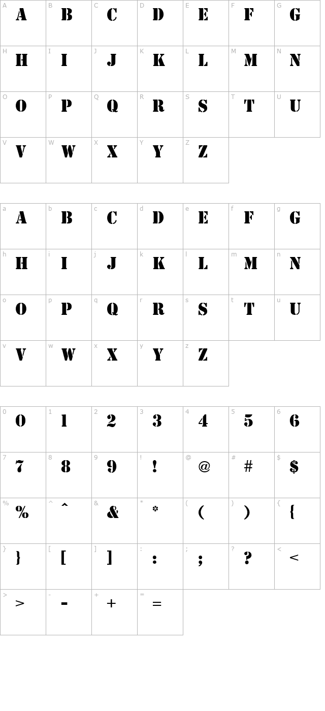 Stencil ICG character map