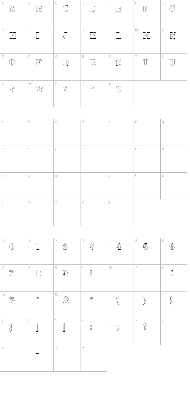 Stencil MN Outline character map