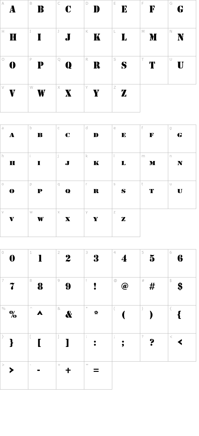 Stencil Regular character map