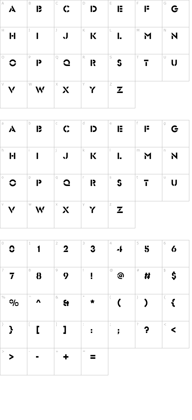 Stencil Sans character map