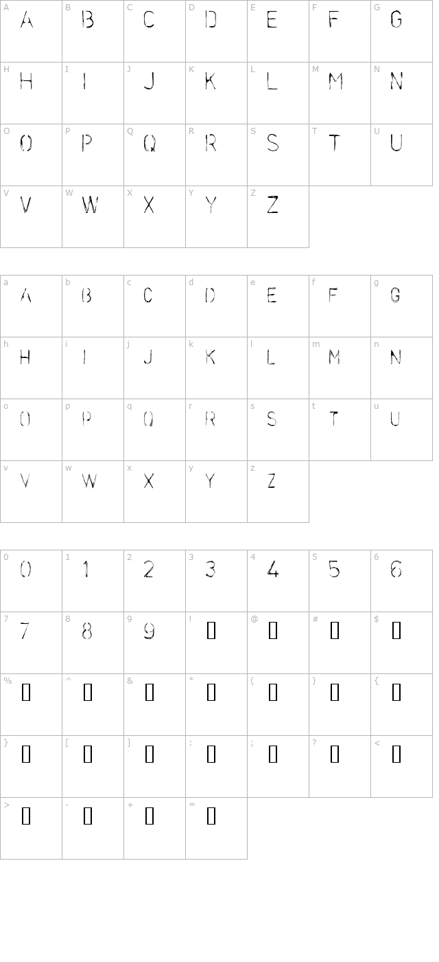 stencilcase character map