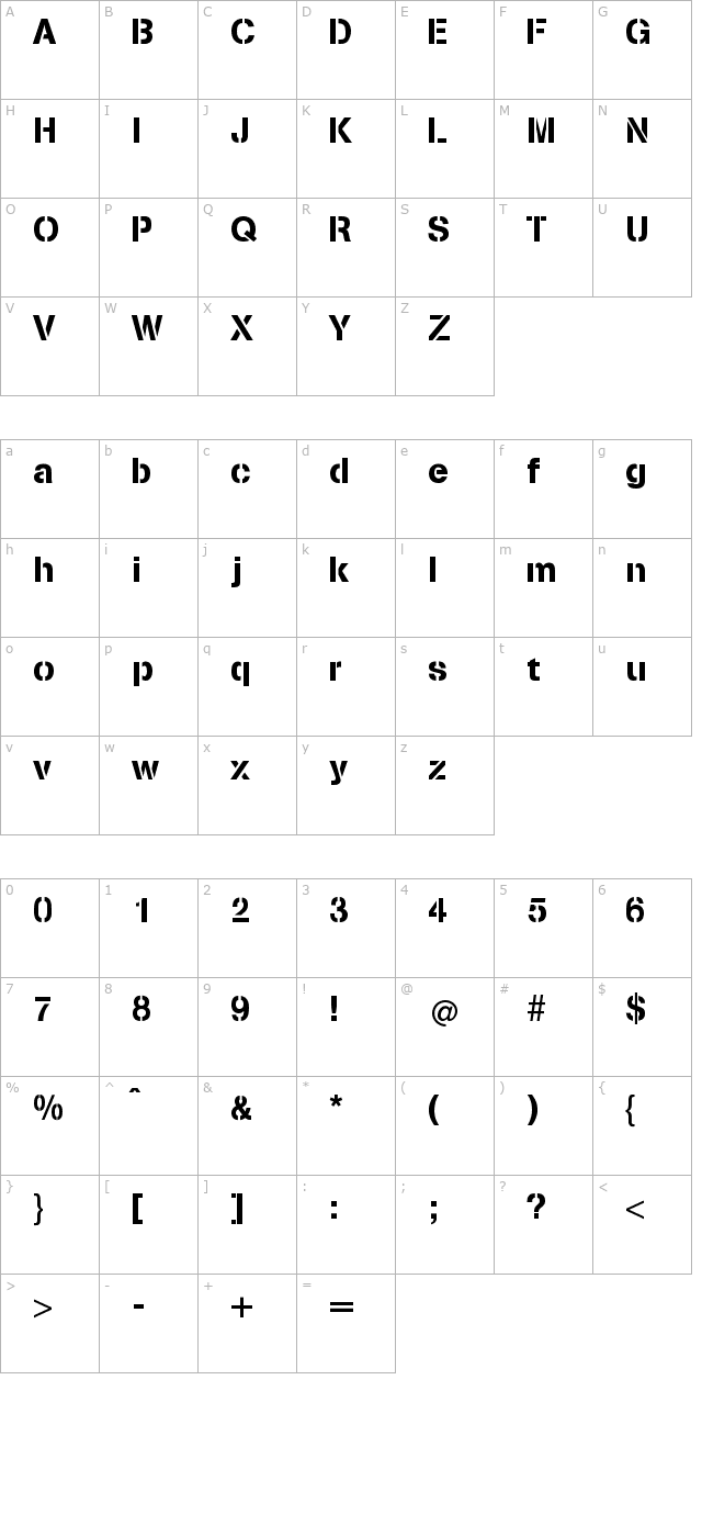 Stencilia-A character map