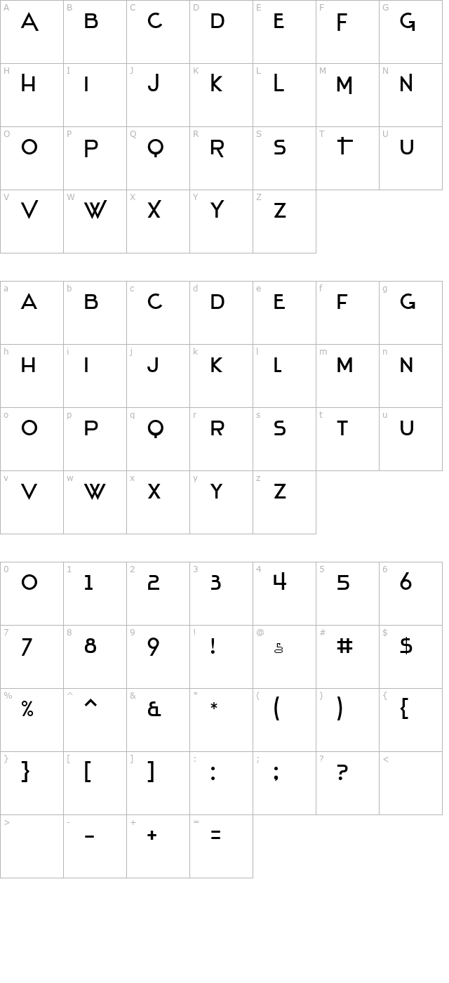 Stentiga character map