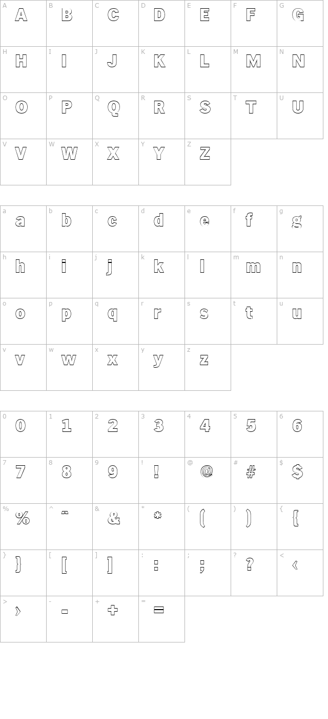 StephenBeckerOutline-Heavy-Regular character map