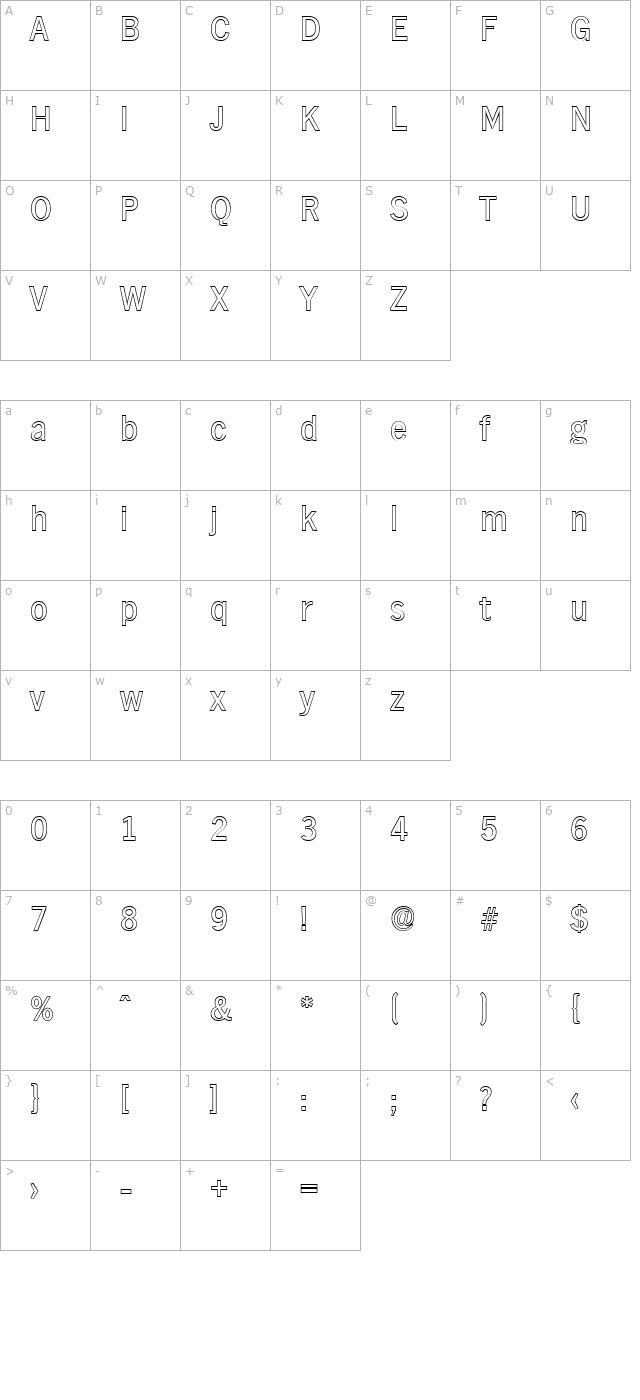 StephenBeckerOutline-Regular character map