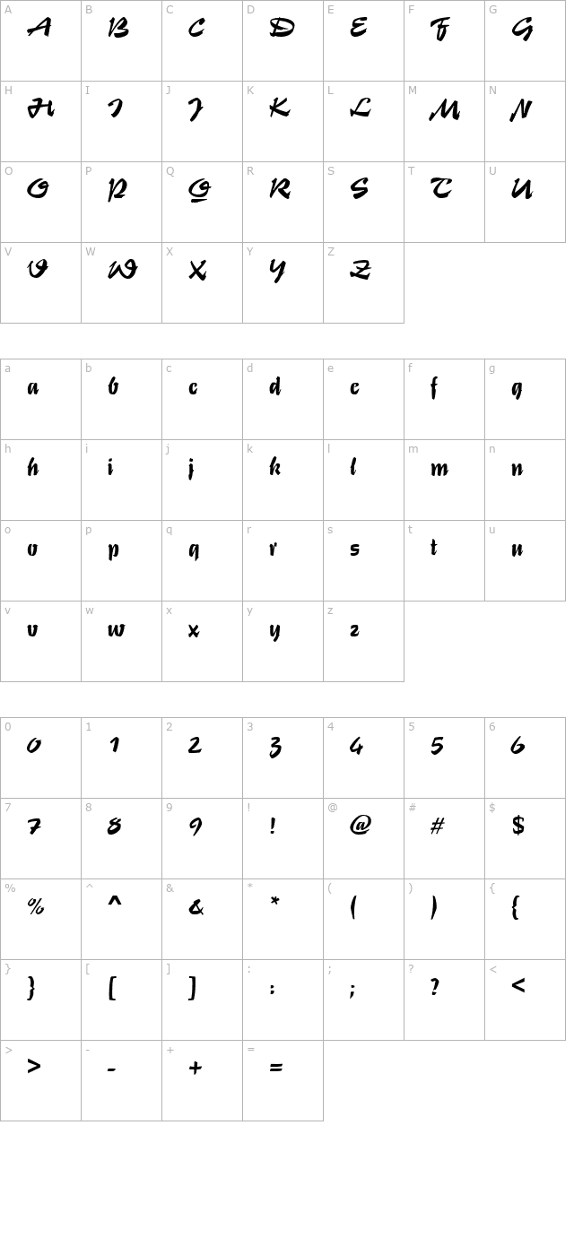 sterling-regular character map