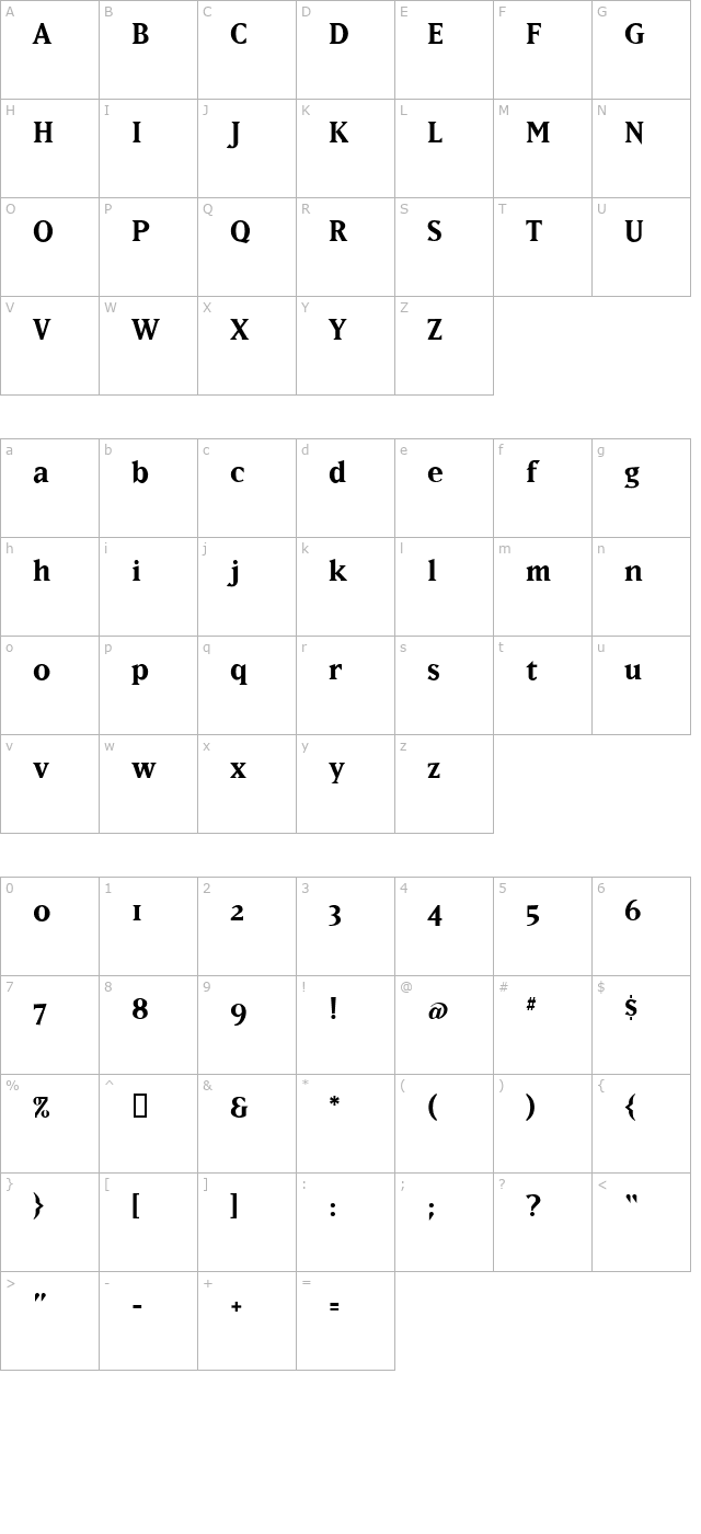 STICadillacBold character map