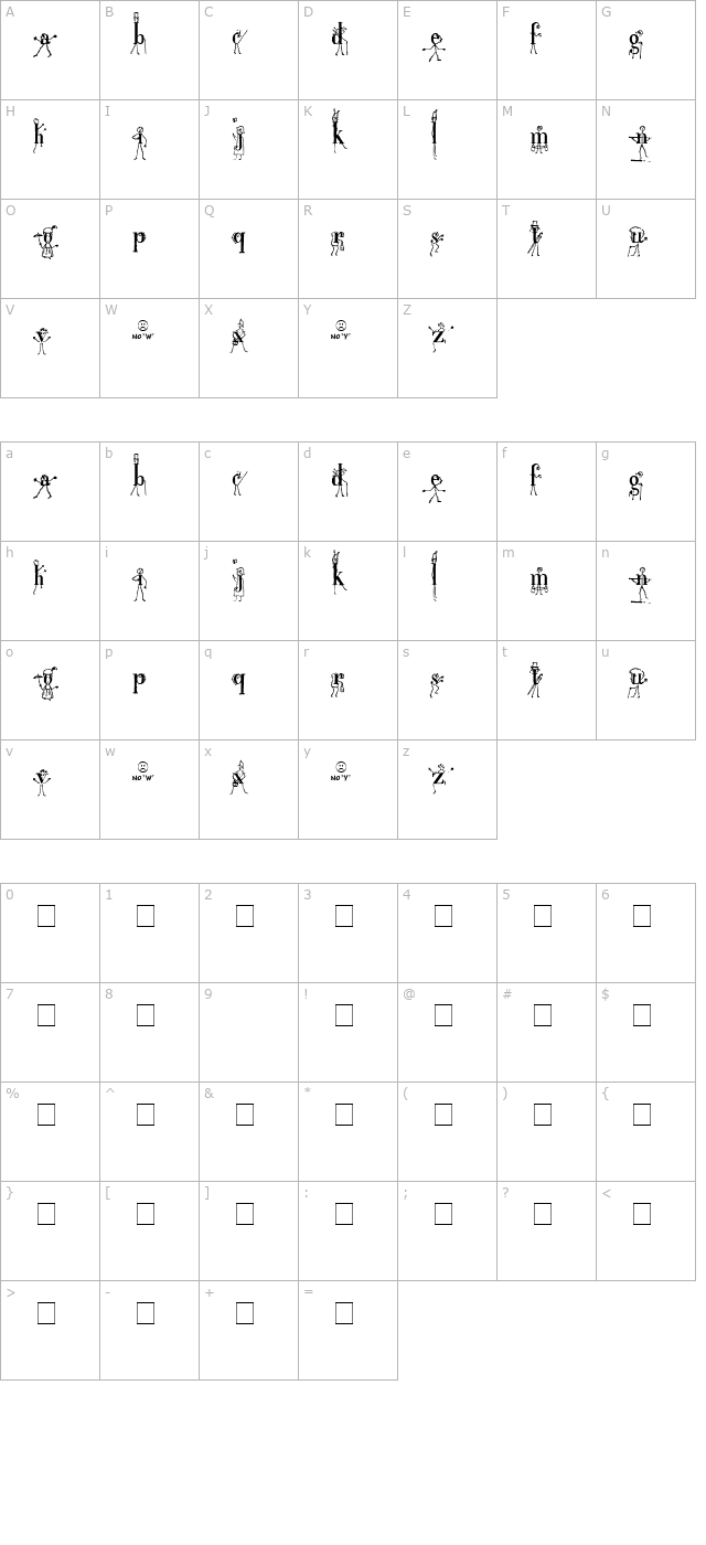 stickletter-medium character map