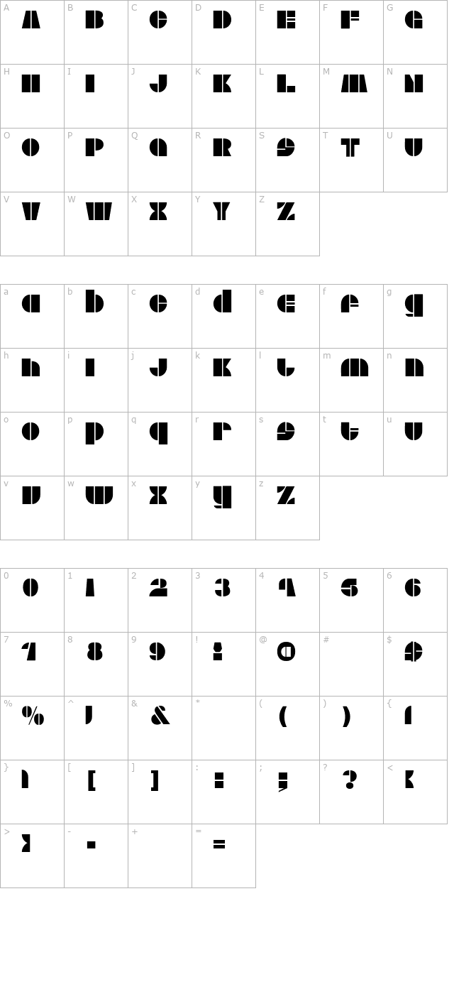 Stock B character map