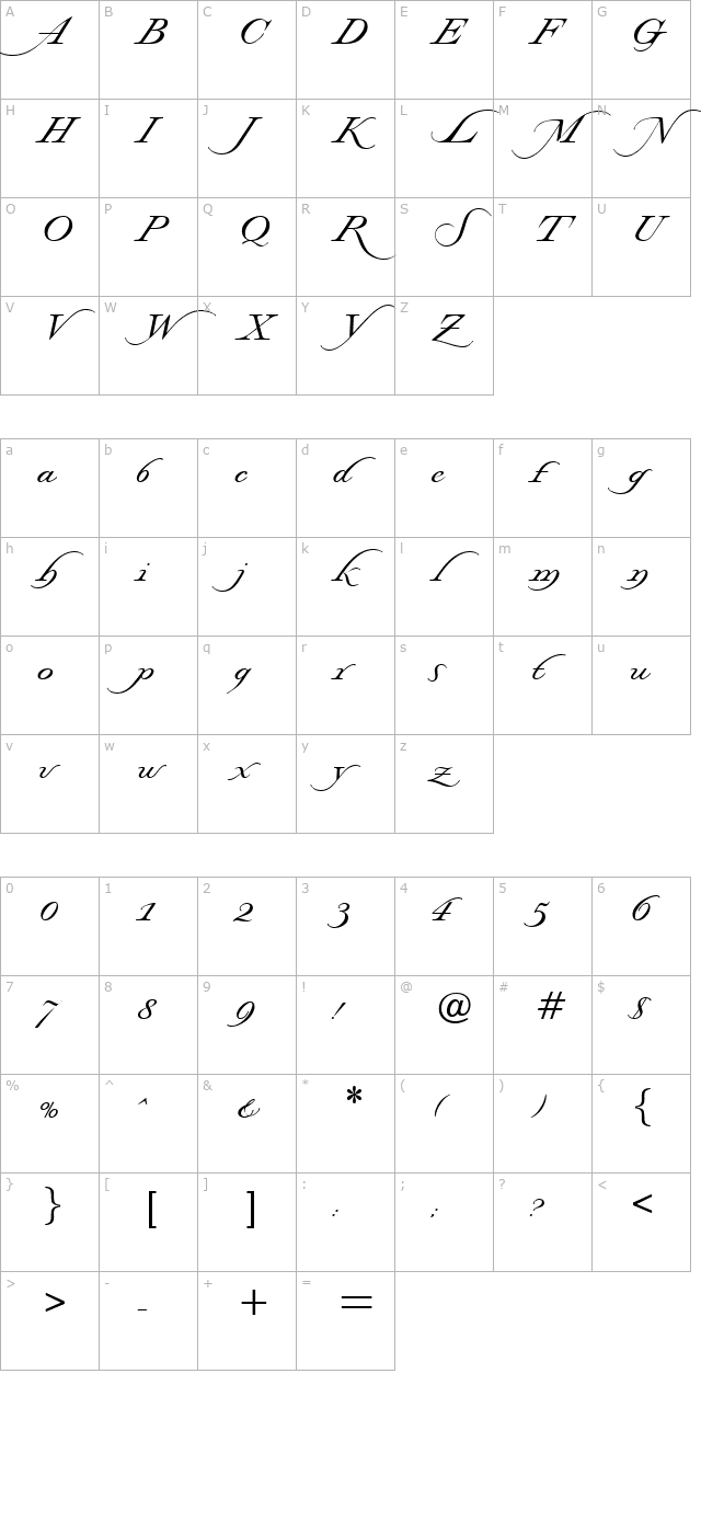 Stockwell-Regular character map