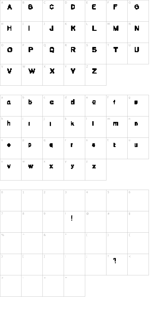 Stone Era Pixels character map