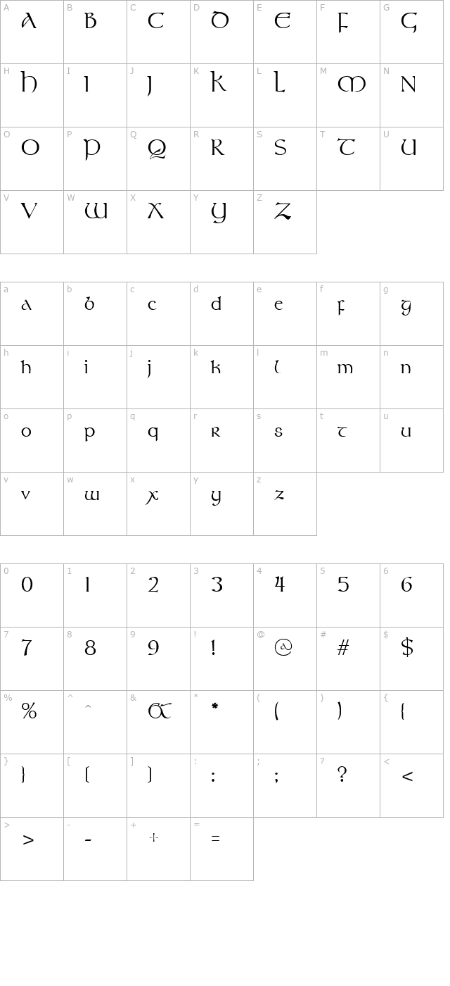 Stonehenge Regular character map