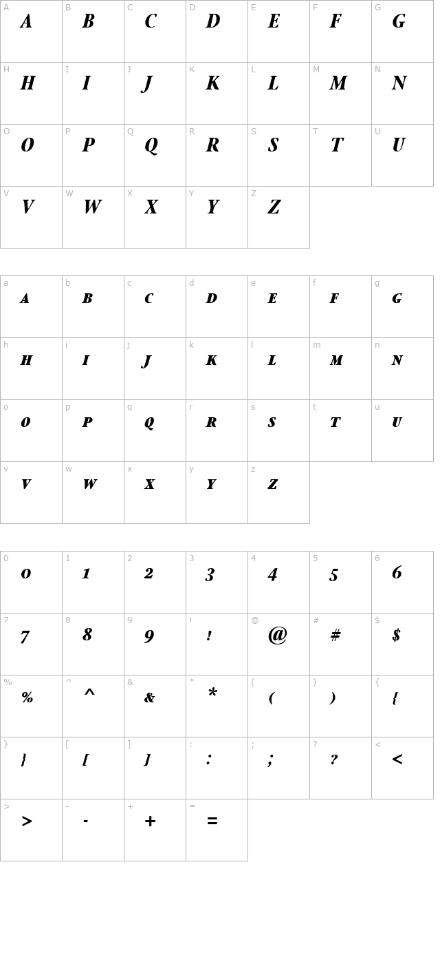 StonePrint-BoldItalicSC character map