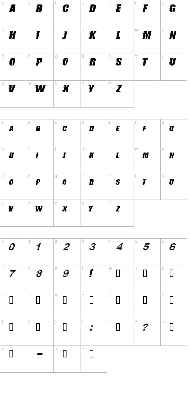 storm ExtraBold character map