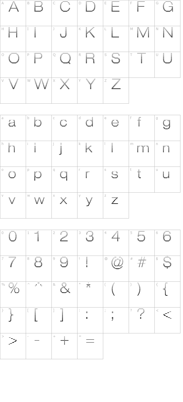 Strait Cut character map