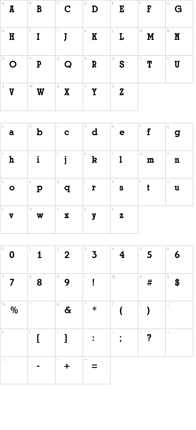 Stratford CG Bold character map