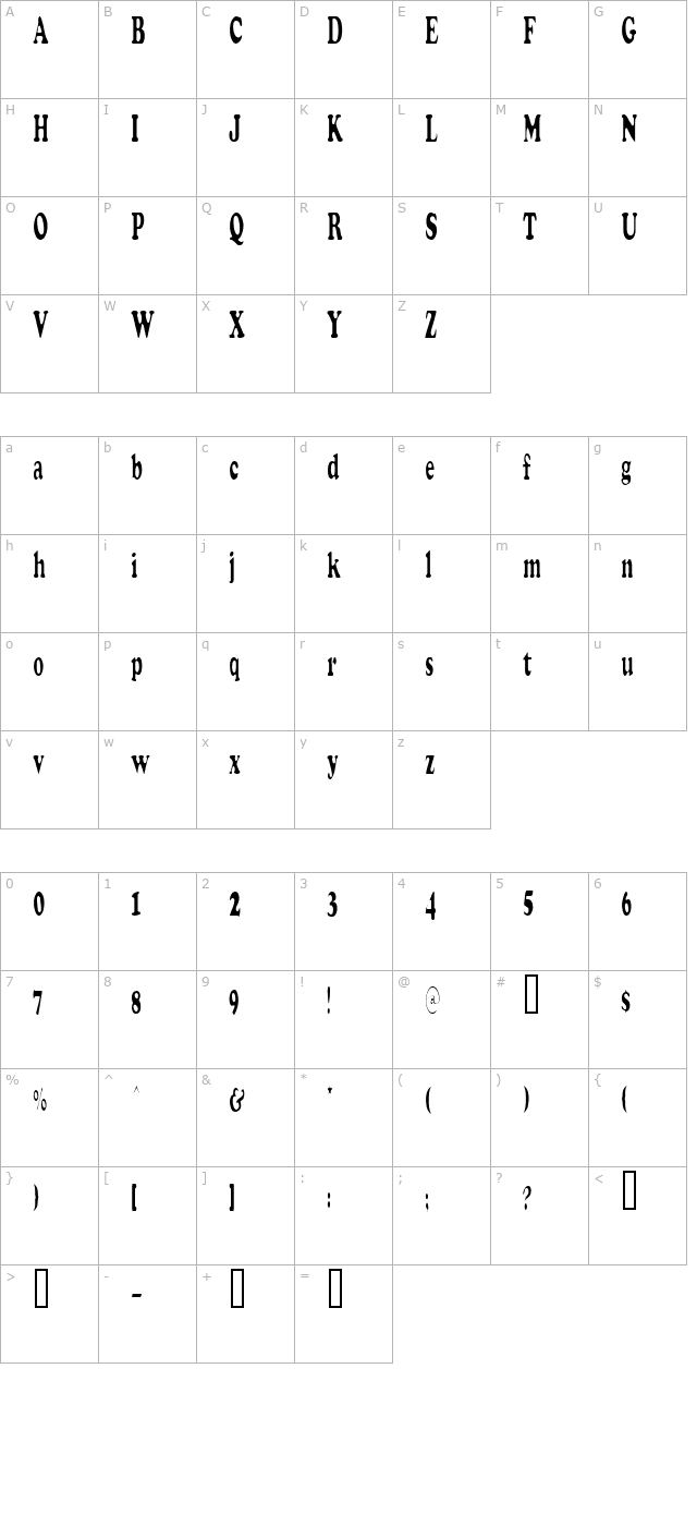 Stretch Plain character map