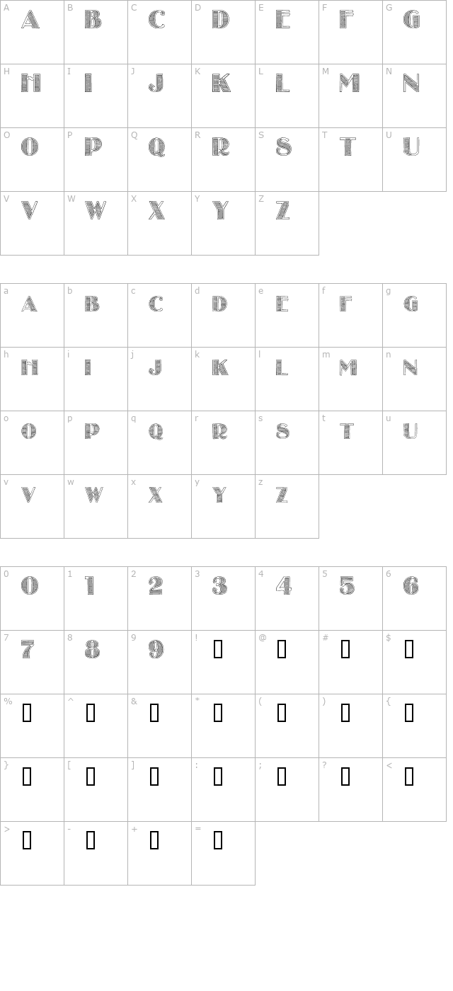 Stripes Caps character map