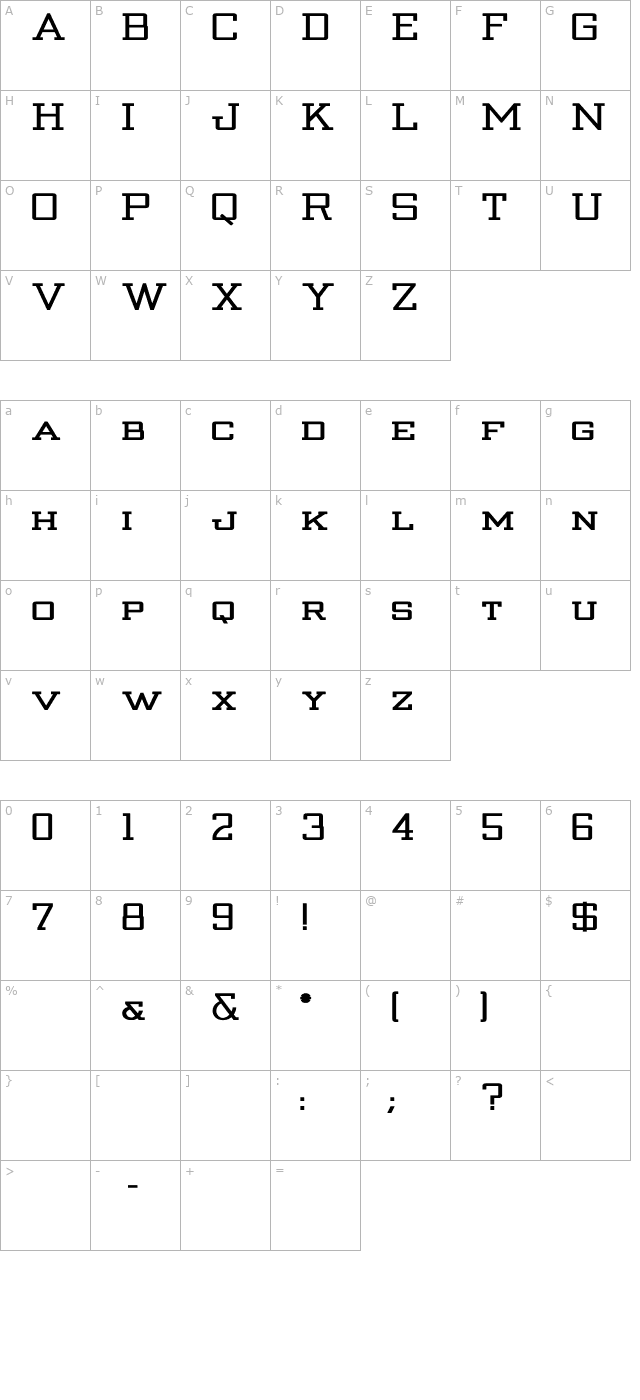 Strongman_Bold- character map