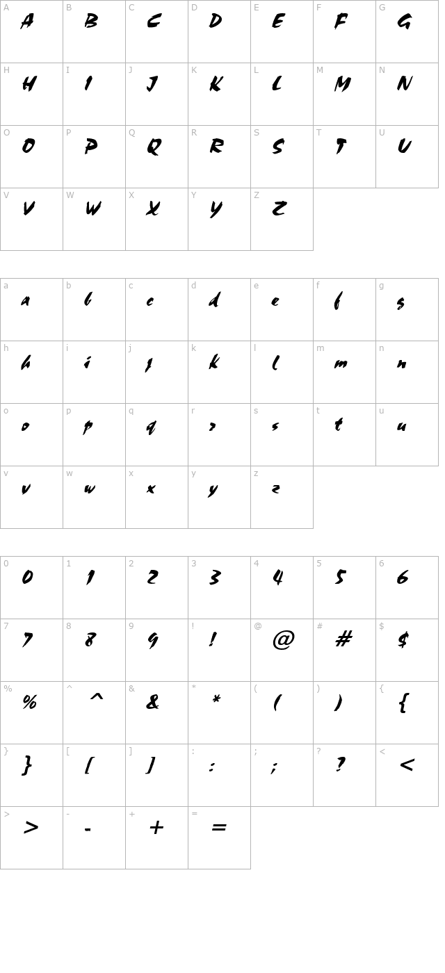 stucco-27-italic character map