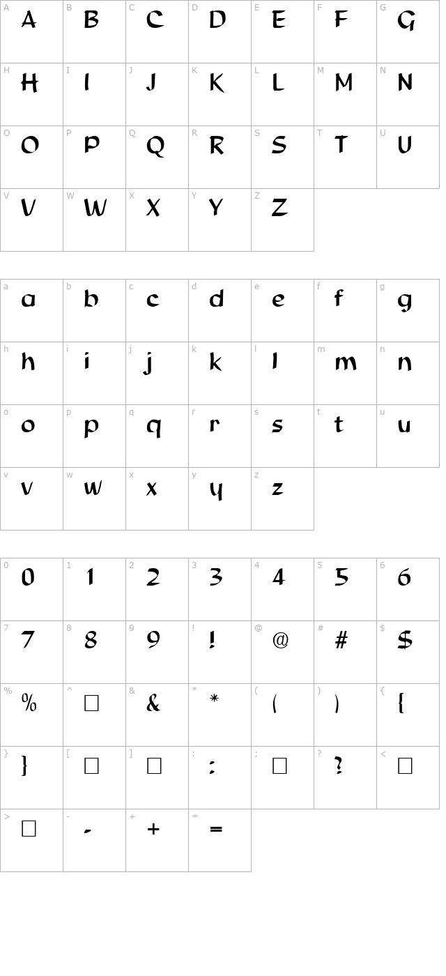 StudioBold character map