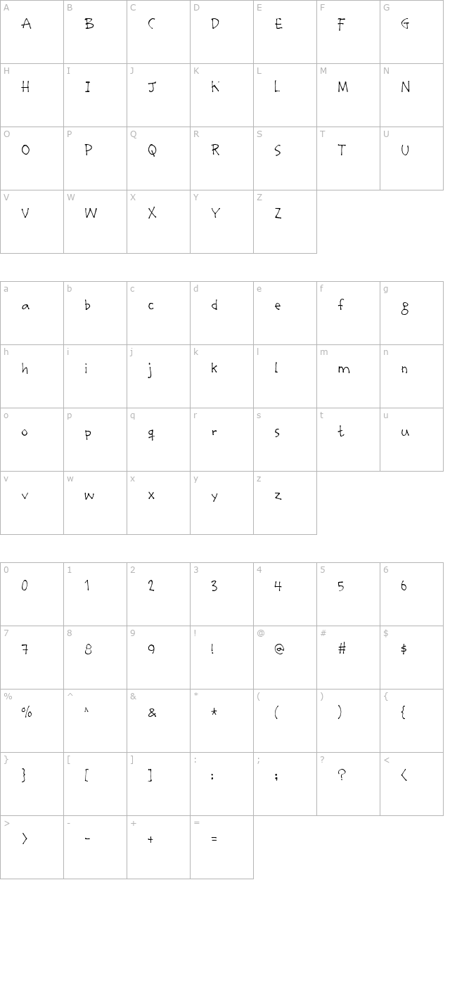 Stumbeleina character map