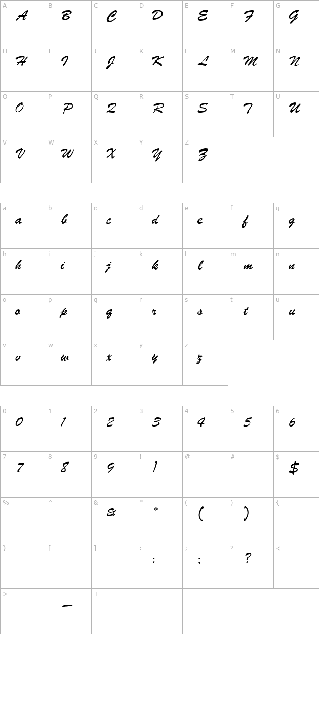 Style Regular character map