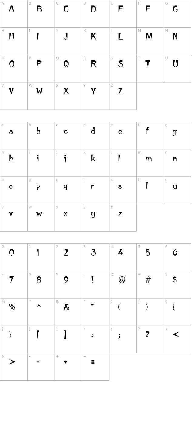 Stylus Regular character map