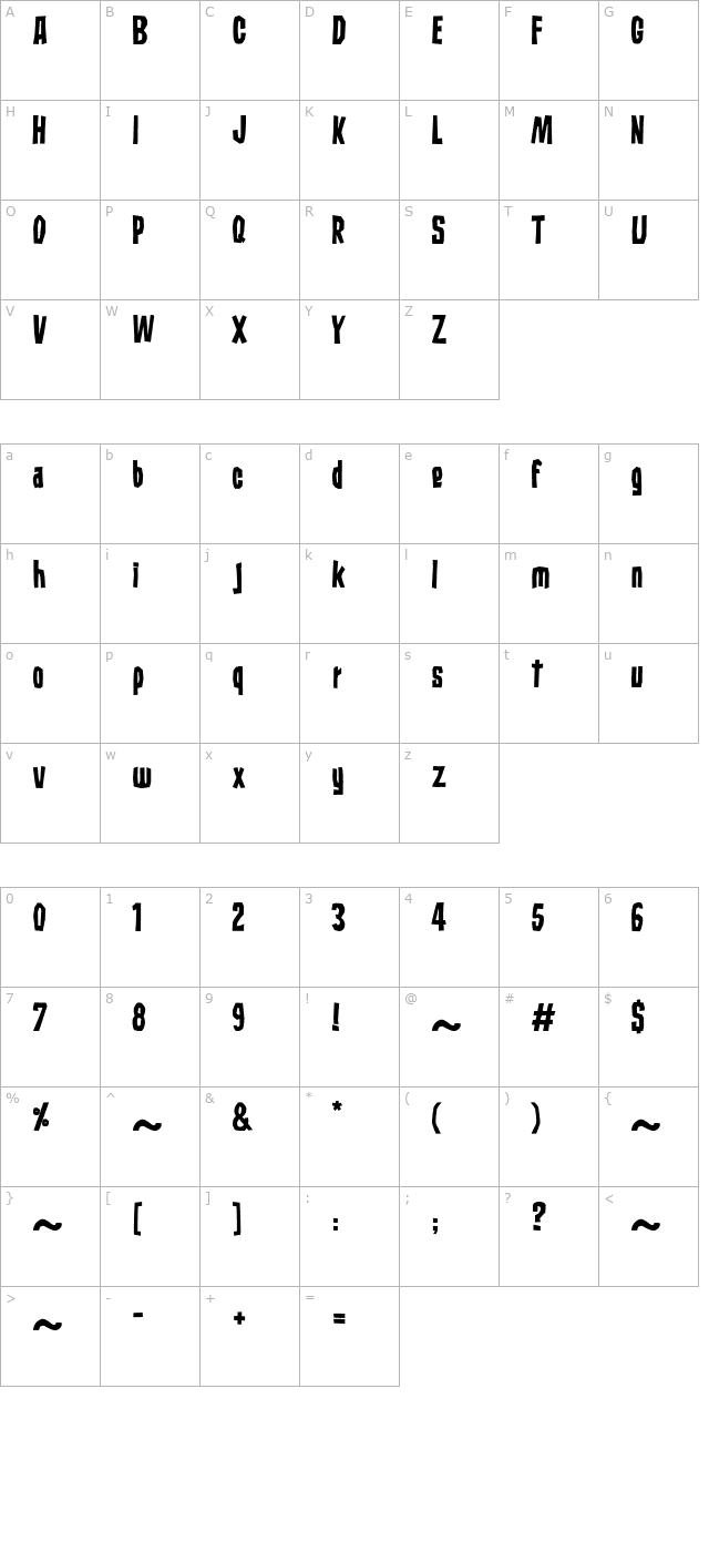 Subaccuz-Bold character map