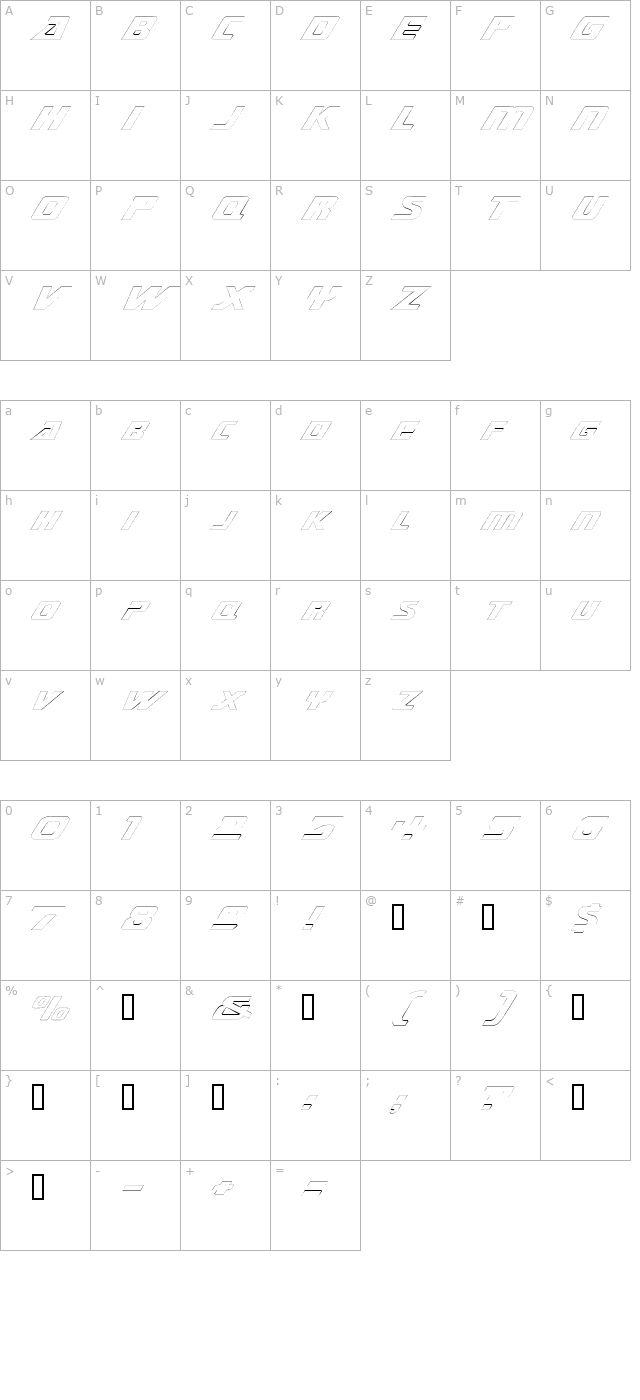 submarineextendedoutline character map