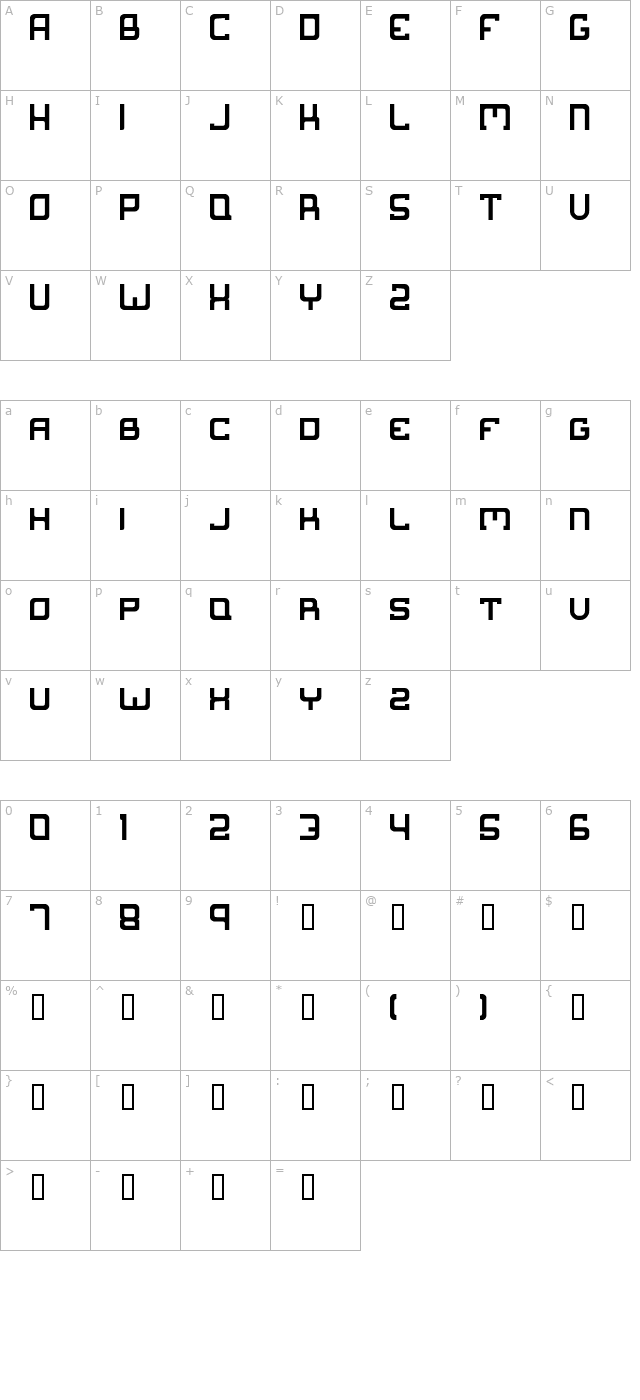 suborban character map