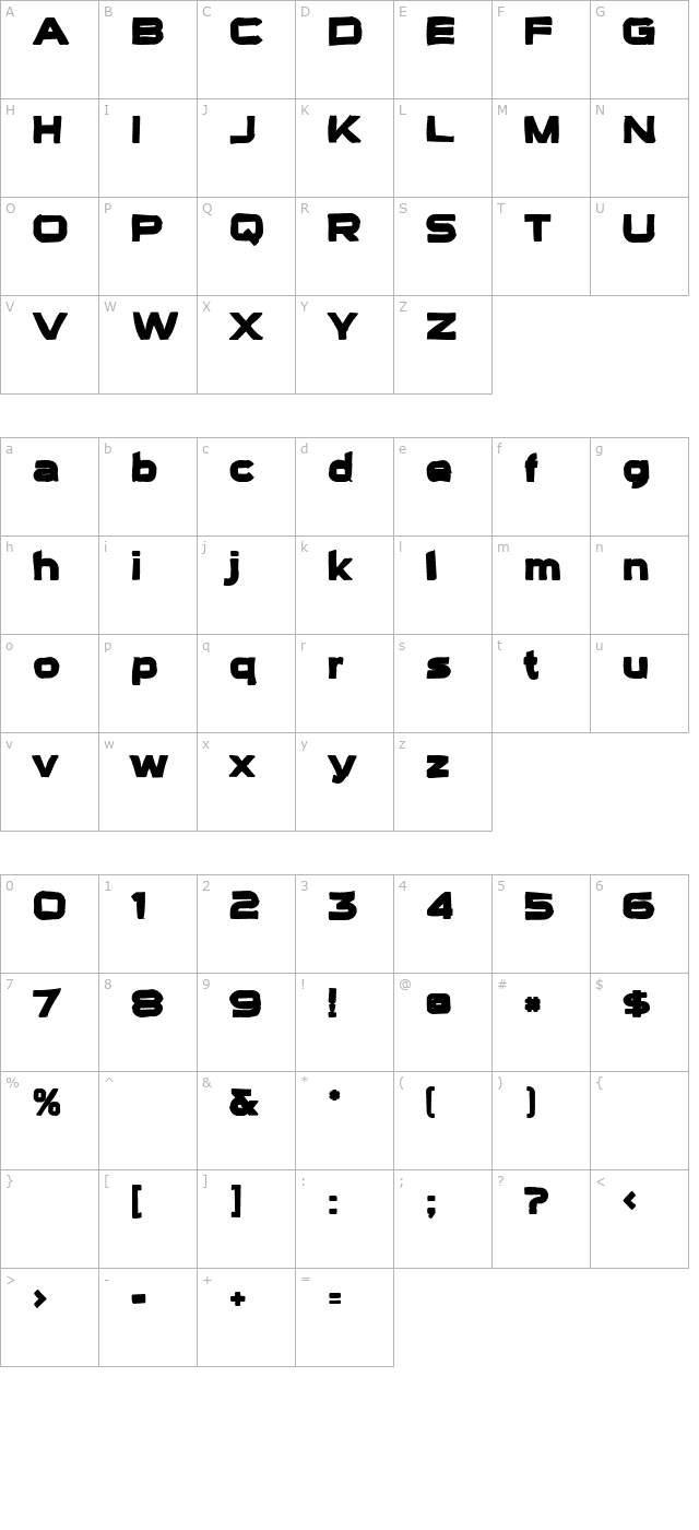 Sui Generis Ink character map