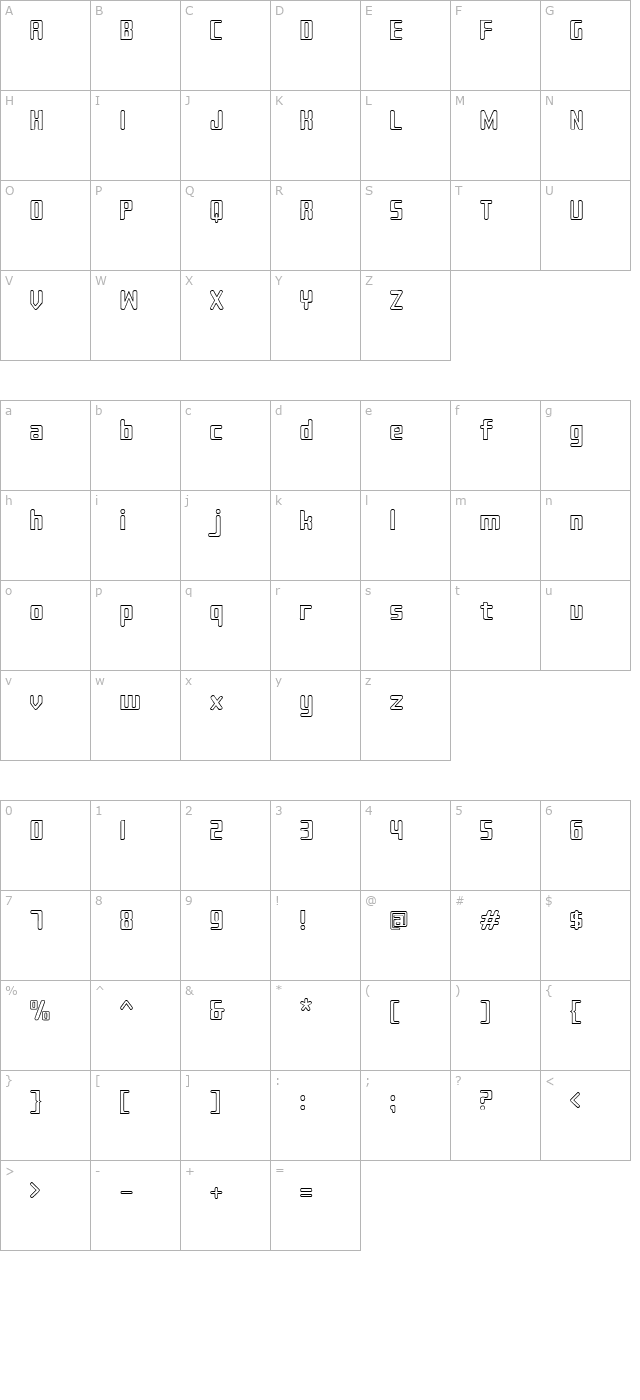 sujeta-outline character map