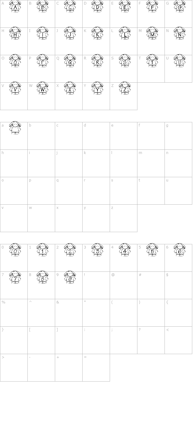 summers-rabbit character map