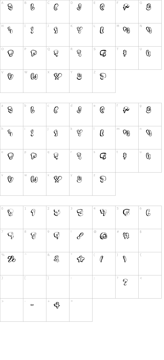 sumo-font character map