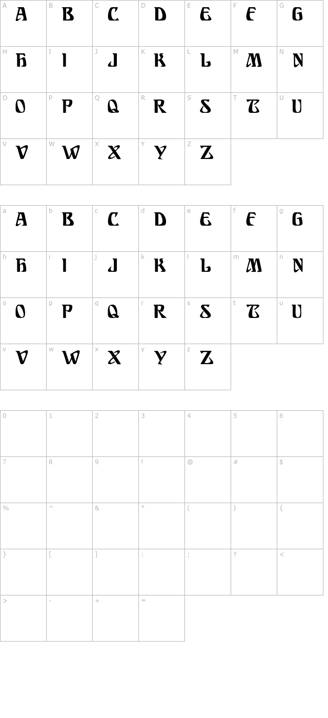 SundraDisplayCaps Bold character map