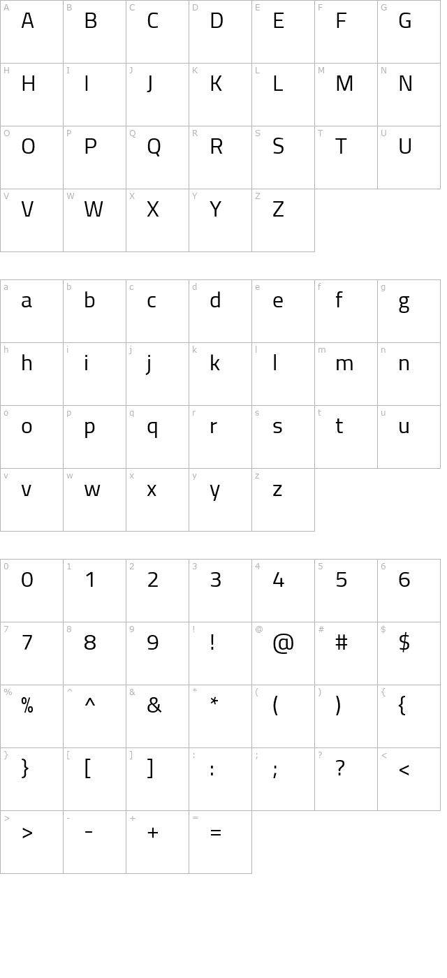 sunflower-light character map