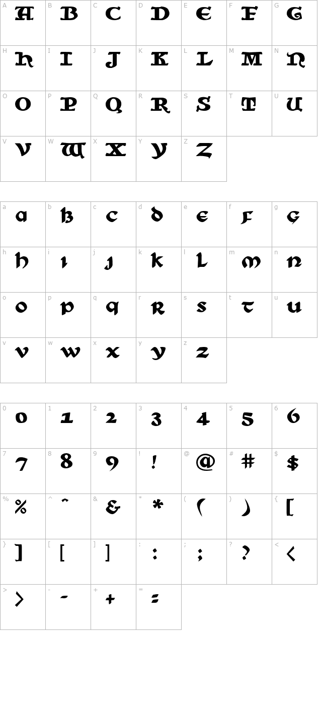 SunSplash Heavy character map