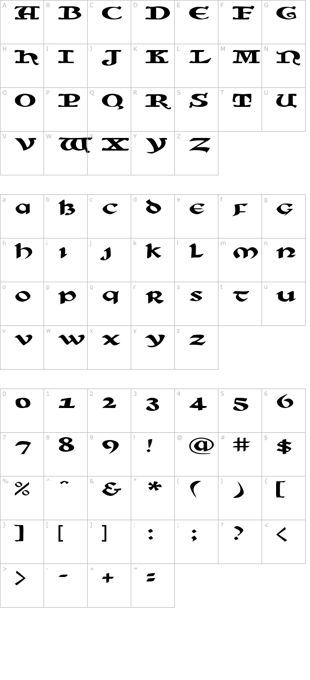 sunsplashextended character map