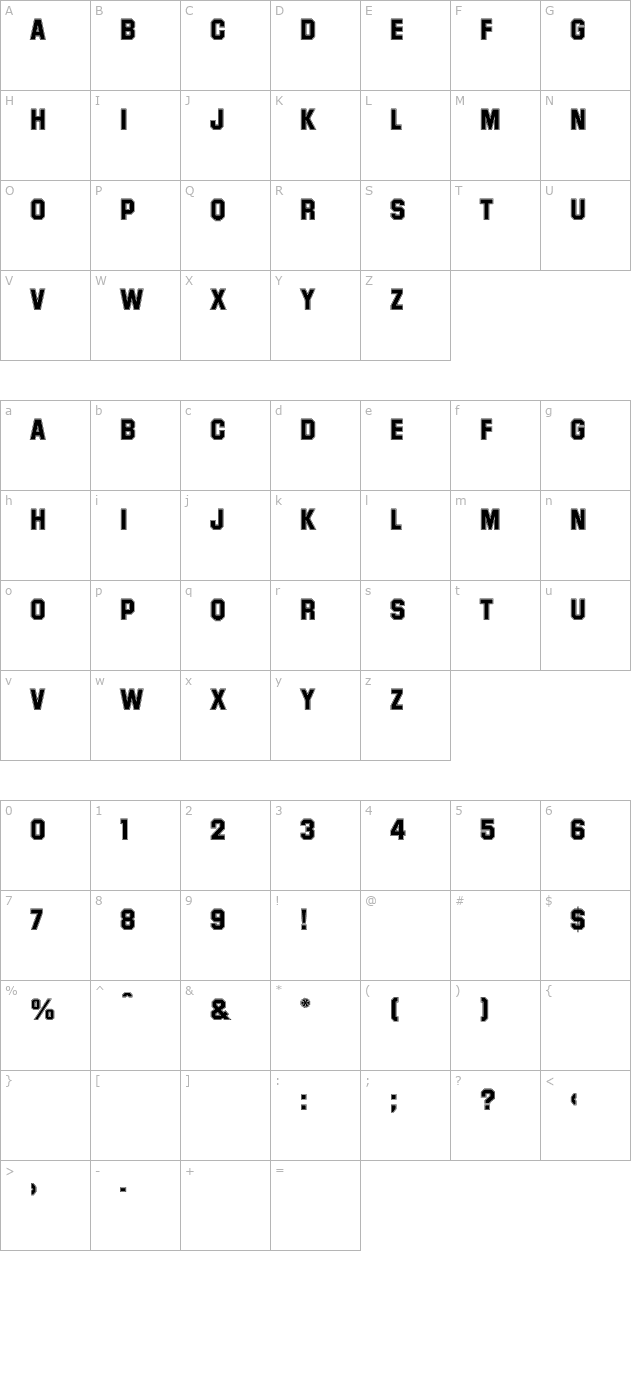 SuperstarPlain character map